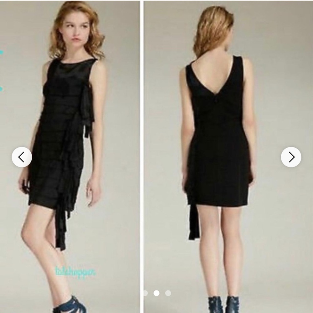 BCBGMaxAzria Tiered Silk Tied Knots Sleeveless Sheath Cocktail Party Min…